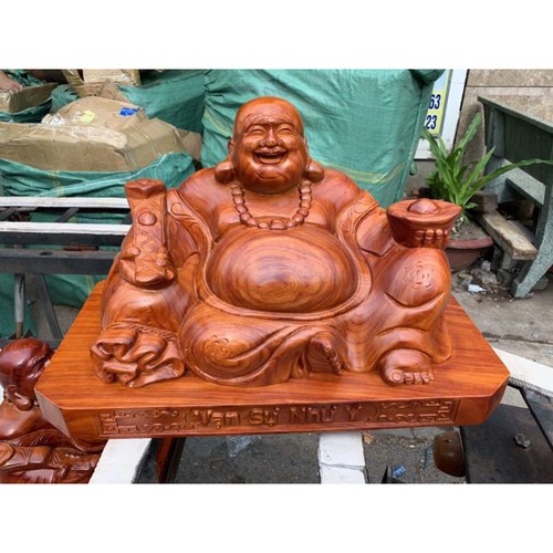 Tượng Phật Di Lặc gỗ hương ngang 50cm